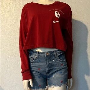 Nike OU Sooners Crop Long Sleeve Tee Women’s Medium Loose Fit Boomer Sooner